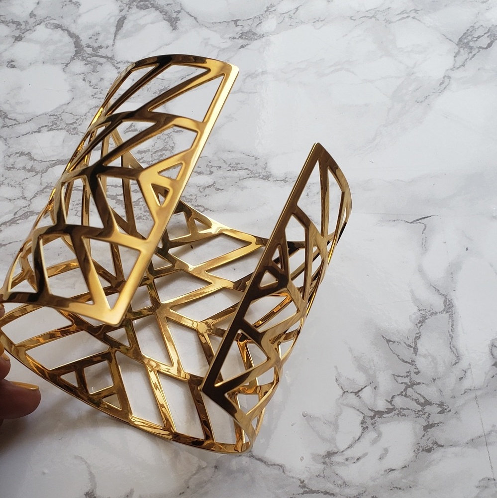 Gold Geometric Adjustable Arm Cuff - Picture 2 of 5